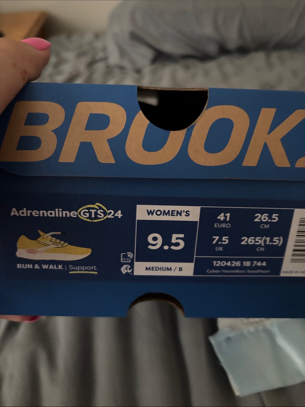 Brooks Women's Yellow Adrenaline gts 24 Sneakers with Light Blue Laces - Picture 5 of 7